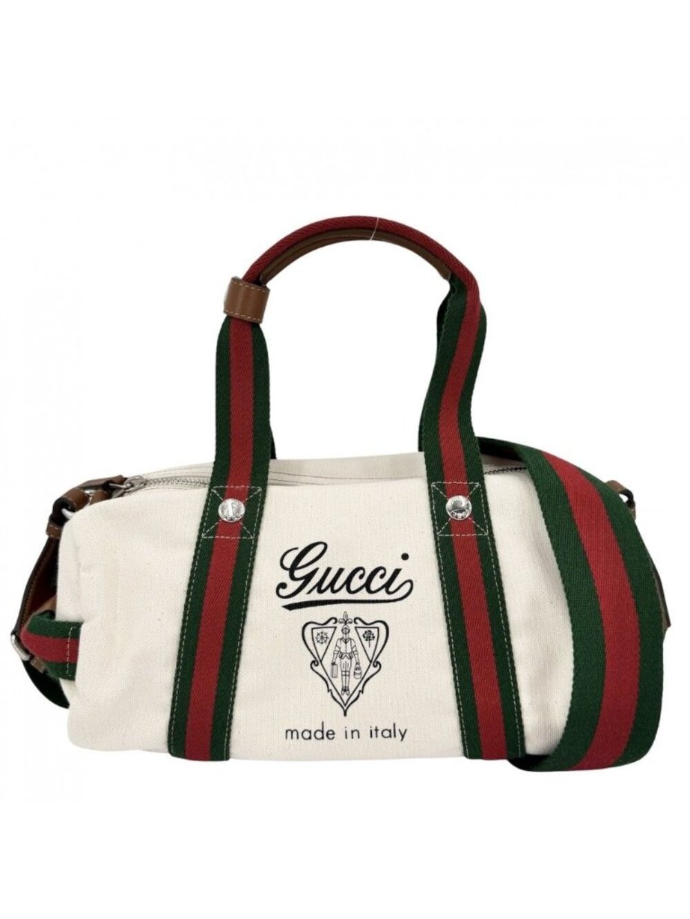 Gucci 2-Way Ophidia Print Shoulder Bag Crossbody Canvas Ivory Brown Silver